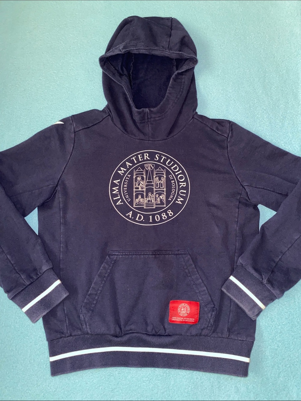 MACRON University of Bologna Graphic hoodie navy blue long sleeve size XXS